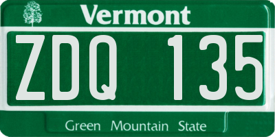 VT license plate ZDQ135
