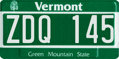 VT license plate ZDQ145