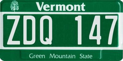 VT license plate ZDQ147