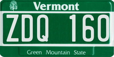 VT license plate ZDQ160