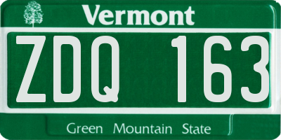 VT license plate ZDQ163