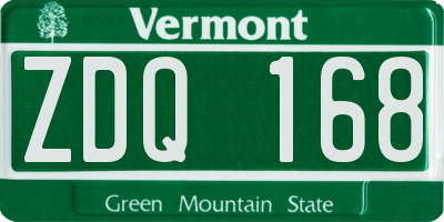 VT license plate ZDQ168
