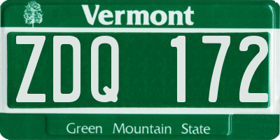 VT license plate ZDQ172
