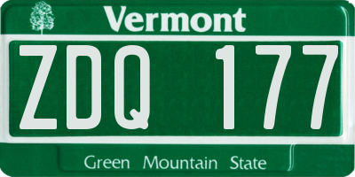 VT license plate ZDQ177