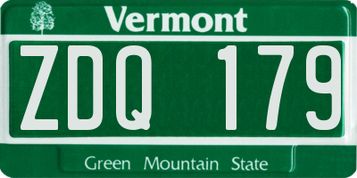 VT license plate ZDQ179