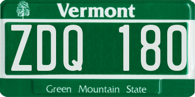 VT license plate ZDQ180