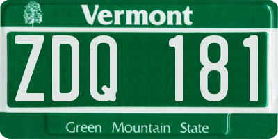 VT license plate ZDQ181