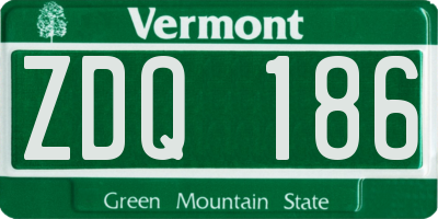 VT license plate ZDQ186