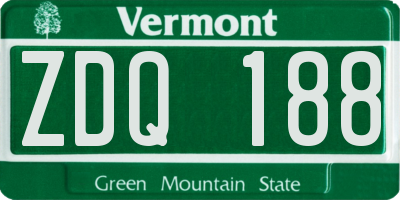 VT license plate ZDQ188