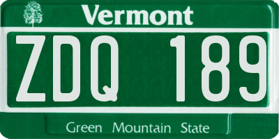VT license plate ZDQ189