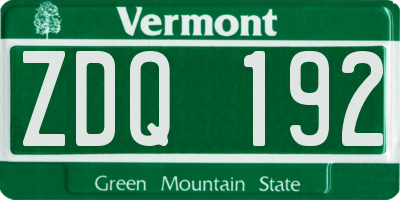 VT license plate ZDQ192