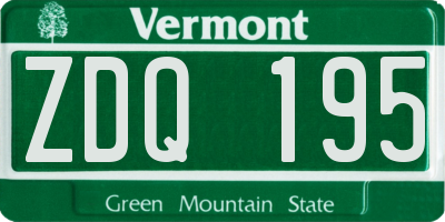 VT license plate ZDQ195