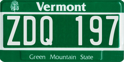 VT license plate ZDQ197