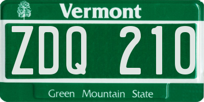 VT license plate ZDQ210