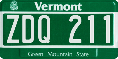 VT license plate ZDQ211