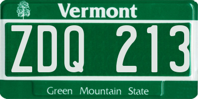 VT license plate ZDQ213