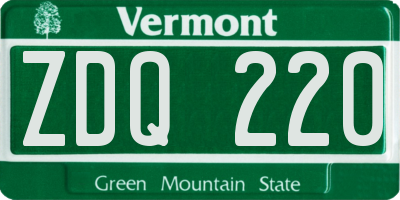 VT license plate ZDQ220