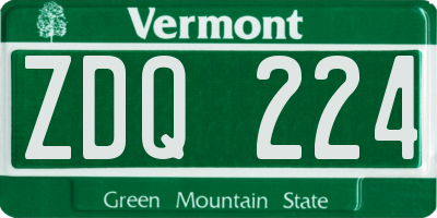 VT license plate ZDQ224