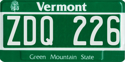 VT license plate ZDQ226