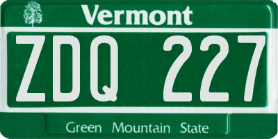 VT license plate ZDQ227
