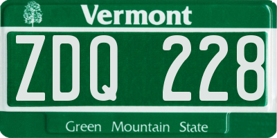 VT license plate ZDQ228