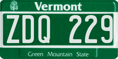 VT license plate ZDQ229