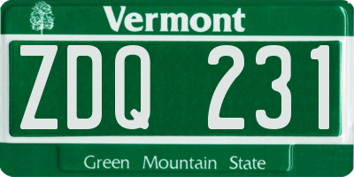VT license plate ZDQ231