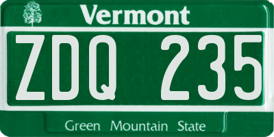 VT license plate ZDQ235