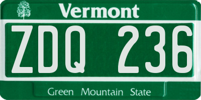 VT license plate ZDQ236