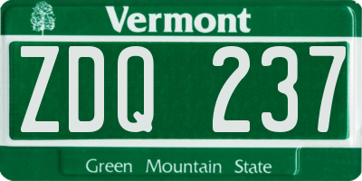 VT license plate ZDQ237