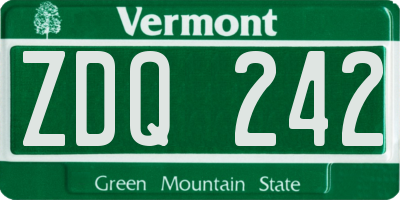 VT license plate ZDQ242