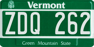 VT license plate ZDQ262