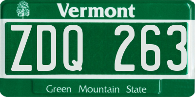 VT license plate ZDQ263
