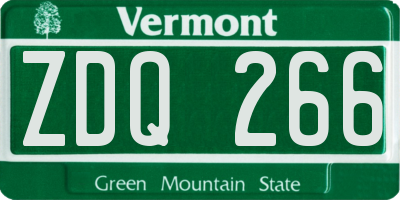VT license plate ZDQ266