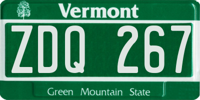 VT license plate ZDQ267