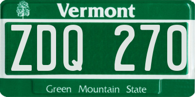 VT license plate ZDQ270