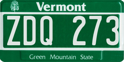 VT license plate ZDQ273