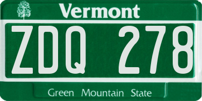 VT license plate ZDQ278