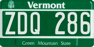 VT license plate ZDQ286
