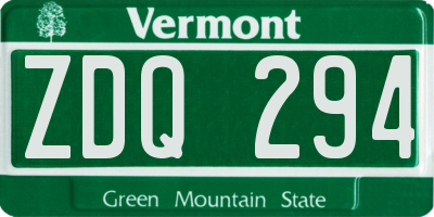 VT license plate ZDQ294