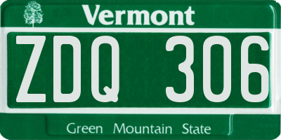 VT license plate ZDQ306