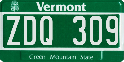 VT license plate ZDQ309