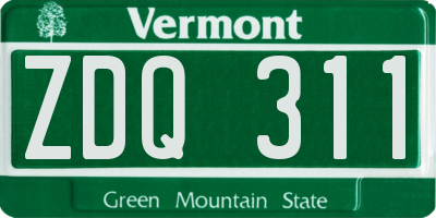 VT license plate ZDQ311