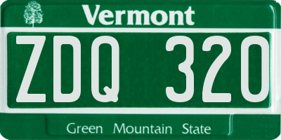 VT license plate ZDQ320