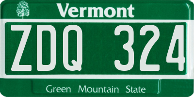 VT license plate ZDQ324