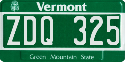 VT license plate ZDQ325