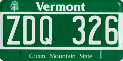 VT license plate ZDQ326