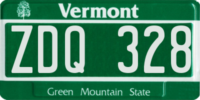 VT license plate ZDQ328
