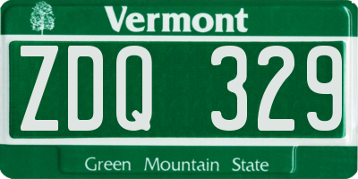 VT license plate ZDQ329