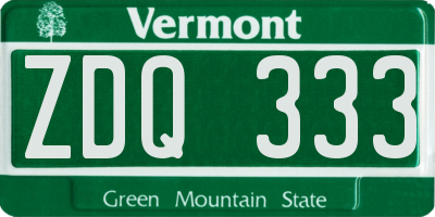 VT license plate ZDQ333